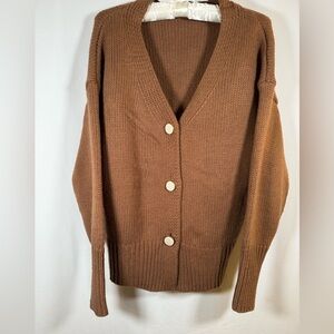Butterscotch/ Brown/ Caramel Button-Up Women's Cardigan Sweater Size Medium